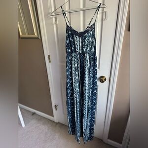 Mossimo Supply Co. Blue Patterned Maxi Dress